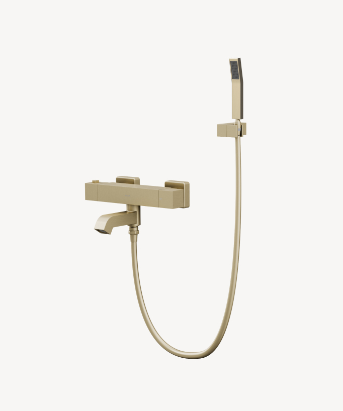 Wand-Thermostat-Badewannenarmatur gebürstetes Gold - Sirius