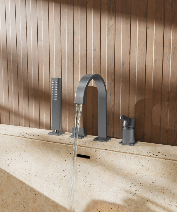 4-Loch-Wannenrandarmatur Gunmetal - Fiumina