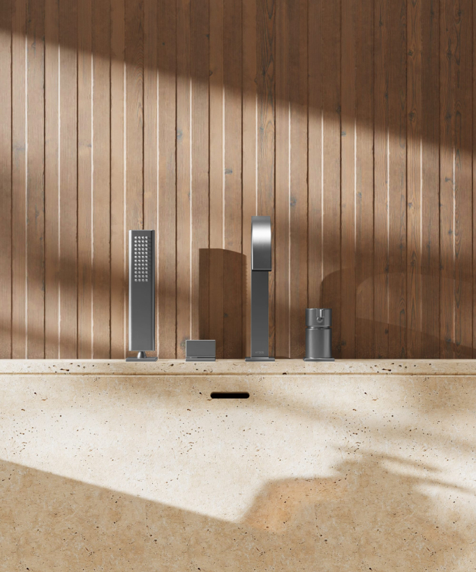 4-Loch-Wannenrandarmatur Gunmetal - Fiumina