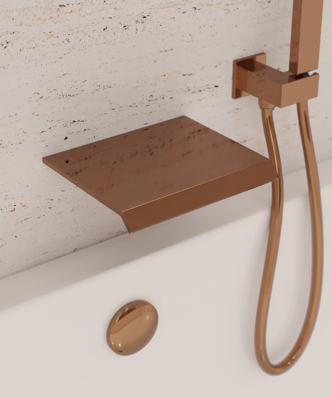 Sirius Unterputz-Wannen-Brausemischer mit Kaskadenauslauf Roségold