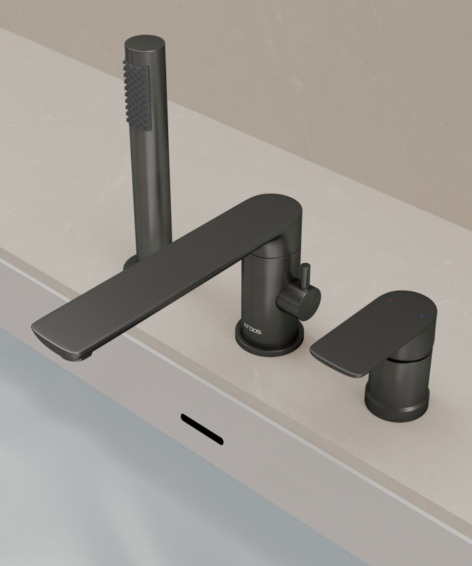 Wannenarmatur 3-Loch für Wannenrand Gunmetal – Nunki