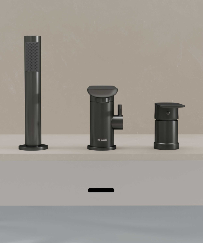 Wannenarmatur 3-Loch für Wannenrand Gunmetal – Nunki
