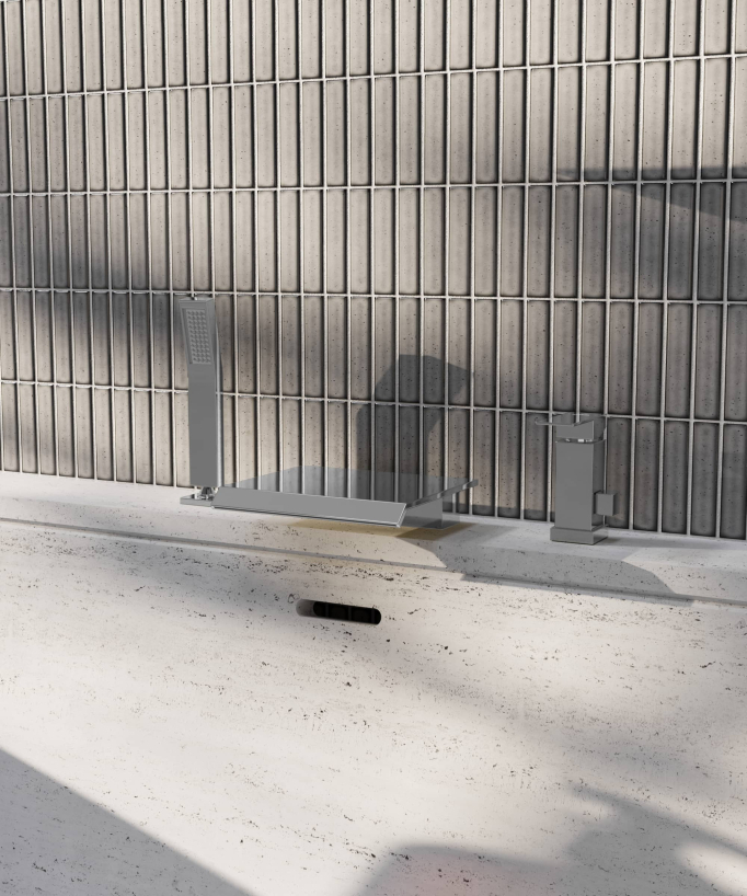 3-Loch Wannenrandarmatur mit Kaskadenauslauf Chrom - Sirius