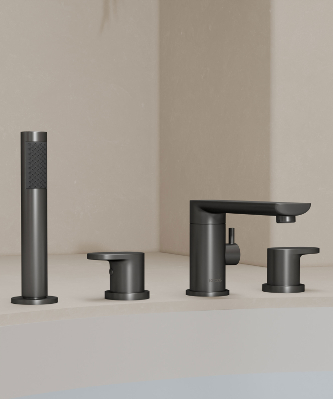 4-Loch Wannenrandarmatur Gunmetal - Nunki