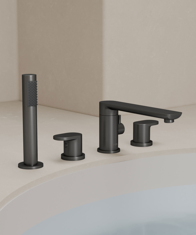 4-Loch Wannenrandarmatur Gunmetal - Nunki