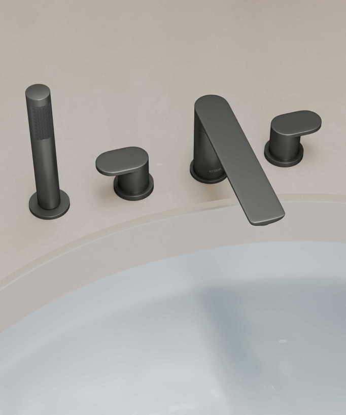 4-Loch Wannenrandarmatur Gunmetal - Nunki