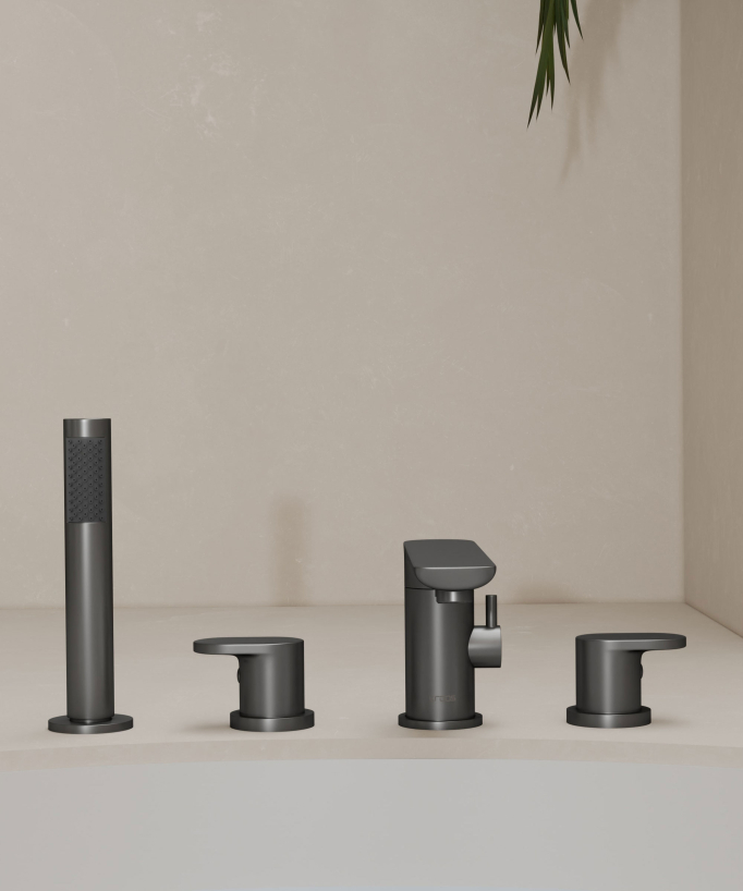 4-Loch Wannenrandarmatur Gunmetal - Nunki