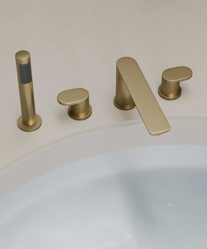Wannenarmatur 4-Loch Aufsatz-Set gebürstetes Gold - Nunki