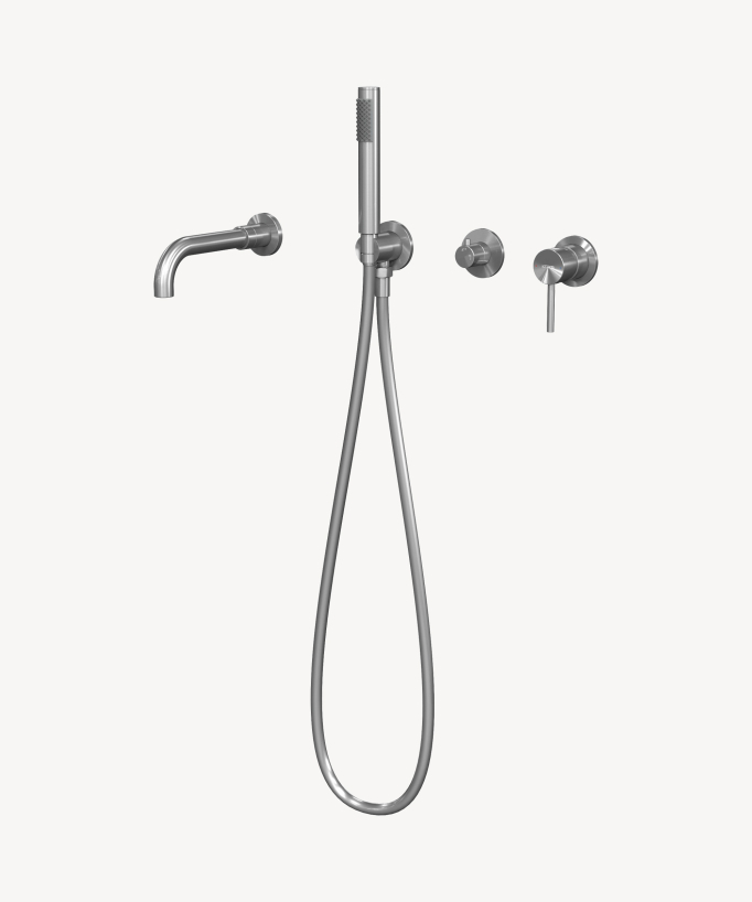Corbeau 4-Loch Unterputz-Wannenmischer gebürstetes Nickel