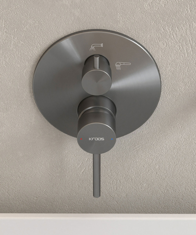 Einbau-Badewannenarmatur 3-Loch Gunmetal – Corbeau