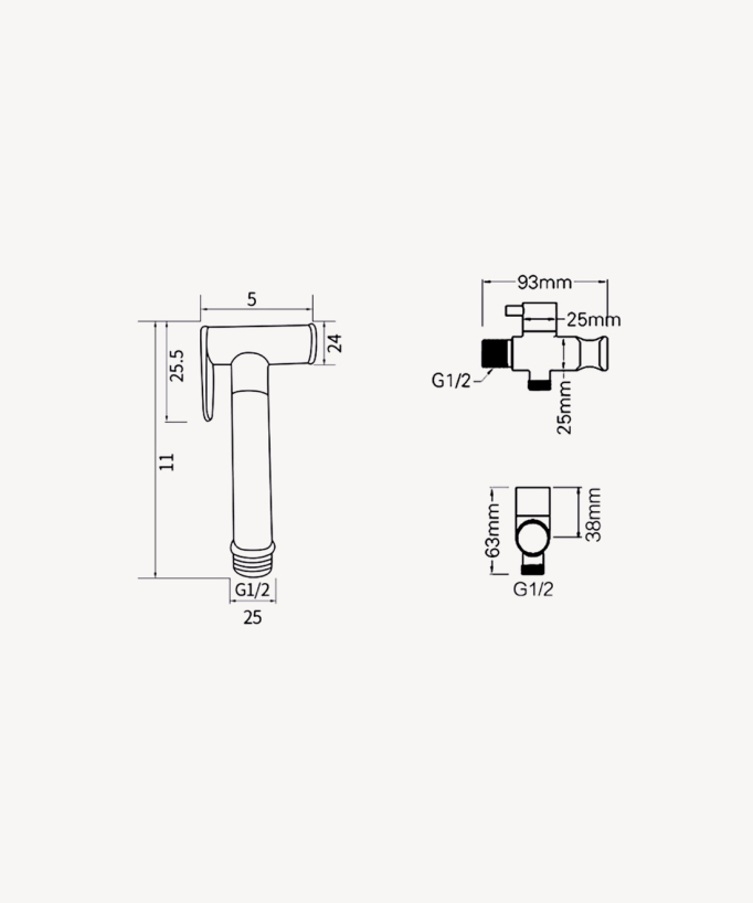 WC-Handbrause Set rund zur Wandmontage
