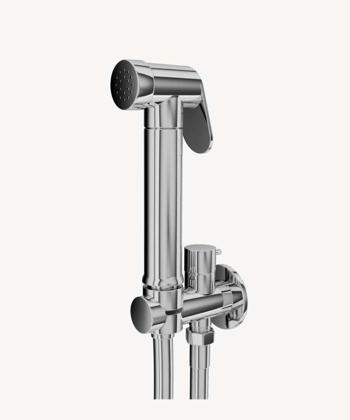 WC-Bidetarmaturen-Set rund, Wandmontage - Chrom