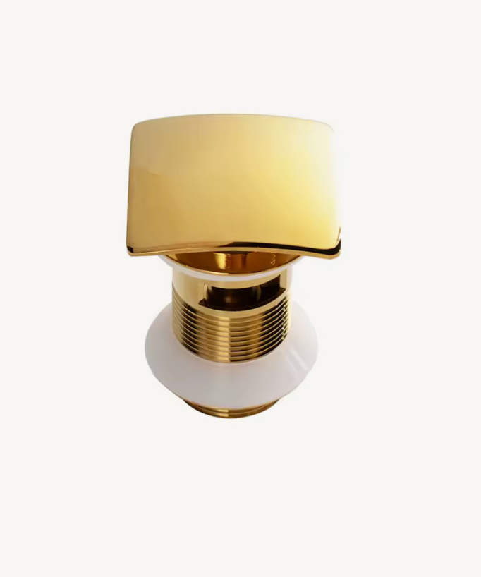 Quadratische Waschbecken-Ablaufgarnitur – Gold
