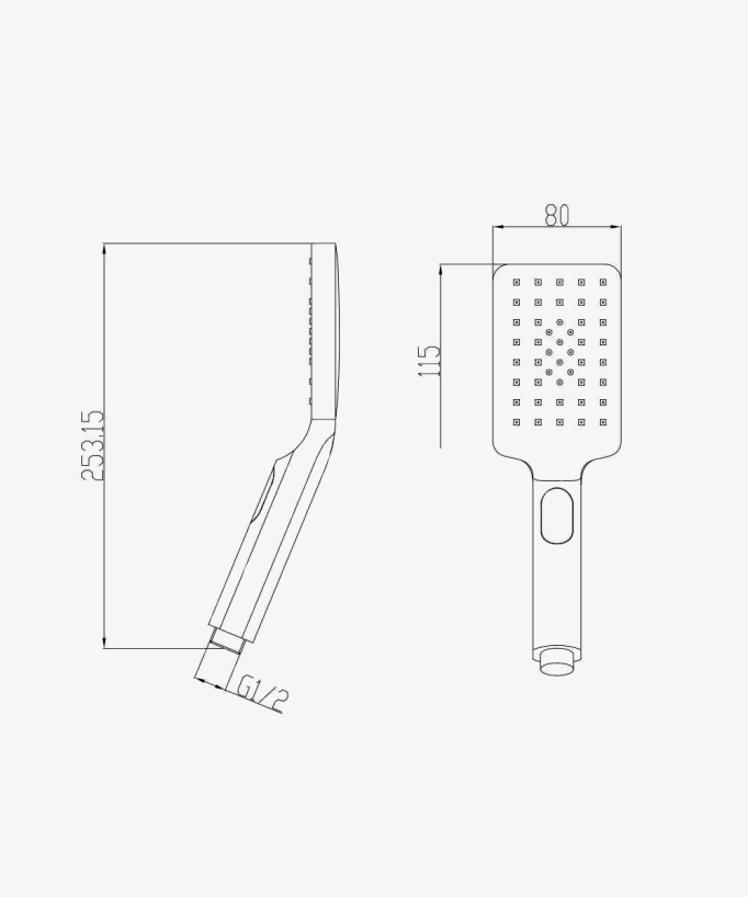 Handbrause eckig, 2 Strahlarten - chrom