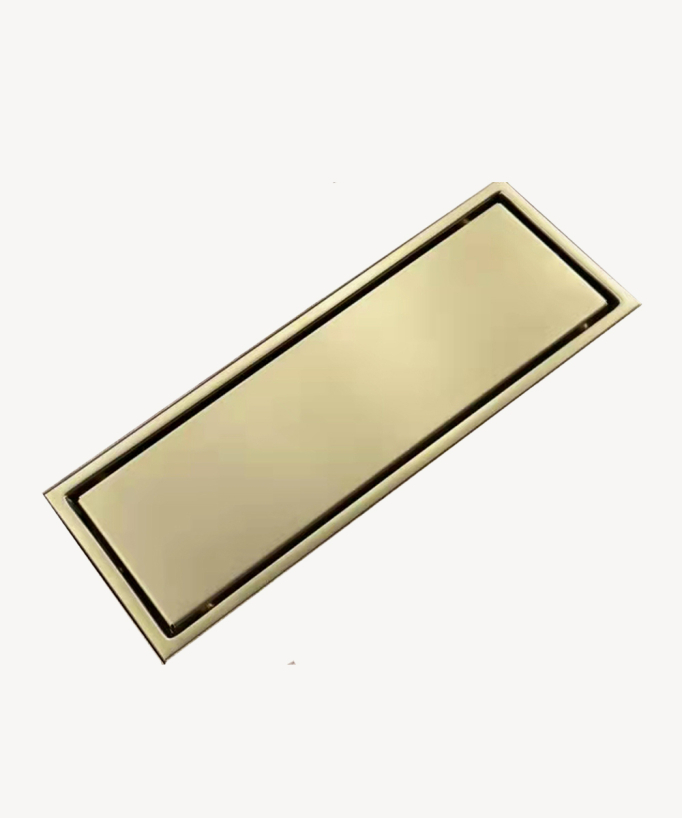 Bodenablauf rechteckig zum Einbau – Gebürstet Gold