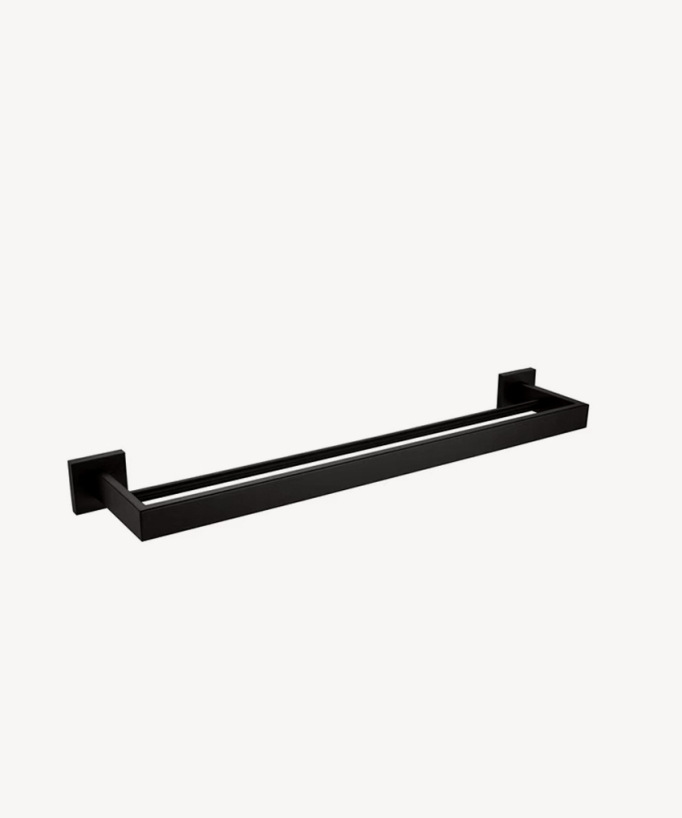 Porte-serviettes Nara avec double barre, couleur noire, installation murale

