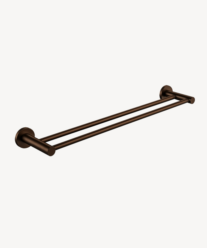 Doppelter Wand-Handtuchhalter, 2 Stangen, Moka gebürstet – Corbeau