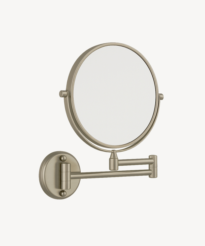 Miroir grossissant double face mural - Nickel brossé