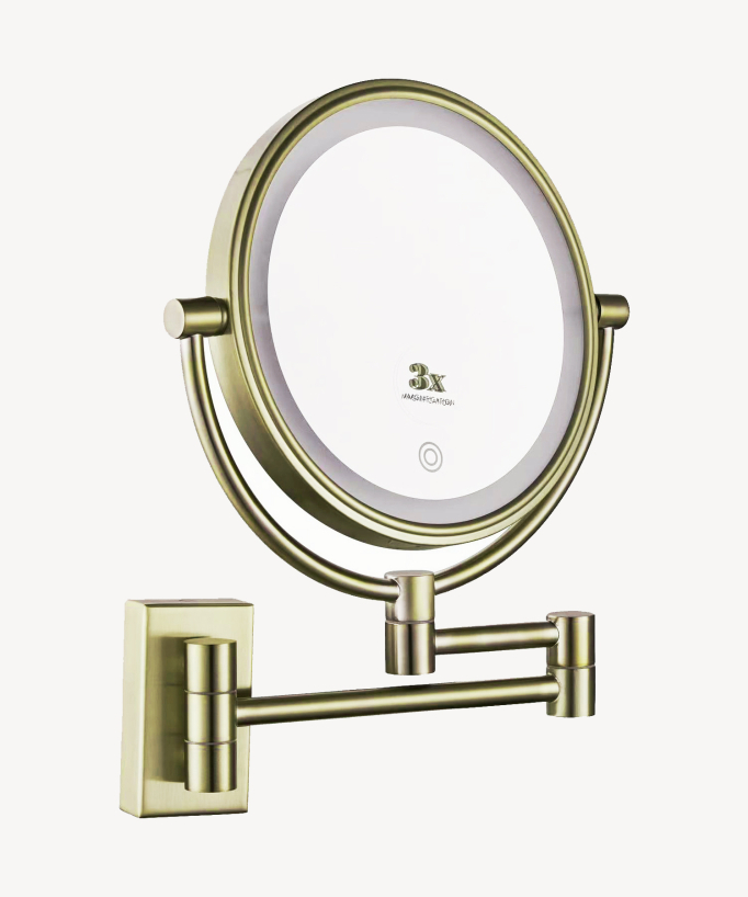 Wand-Kosmetikspiegel mit LED-Beleuchtung – Gold