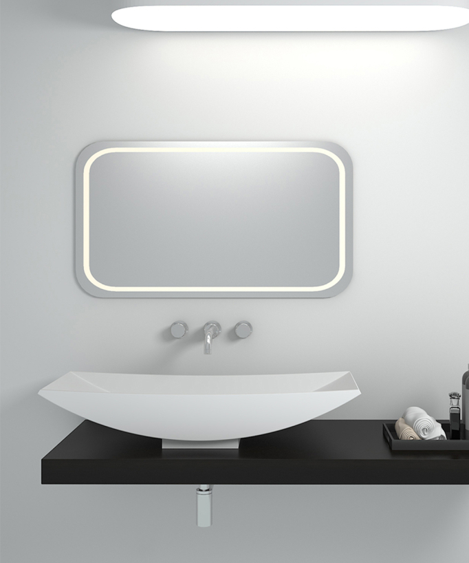 Rechteckiges Aufsatzwaschbecken aus Solid Surface, matt weiß – Gamboma