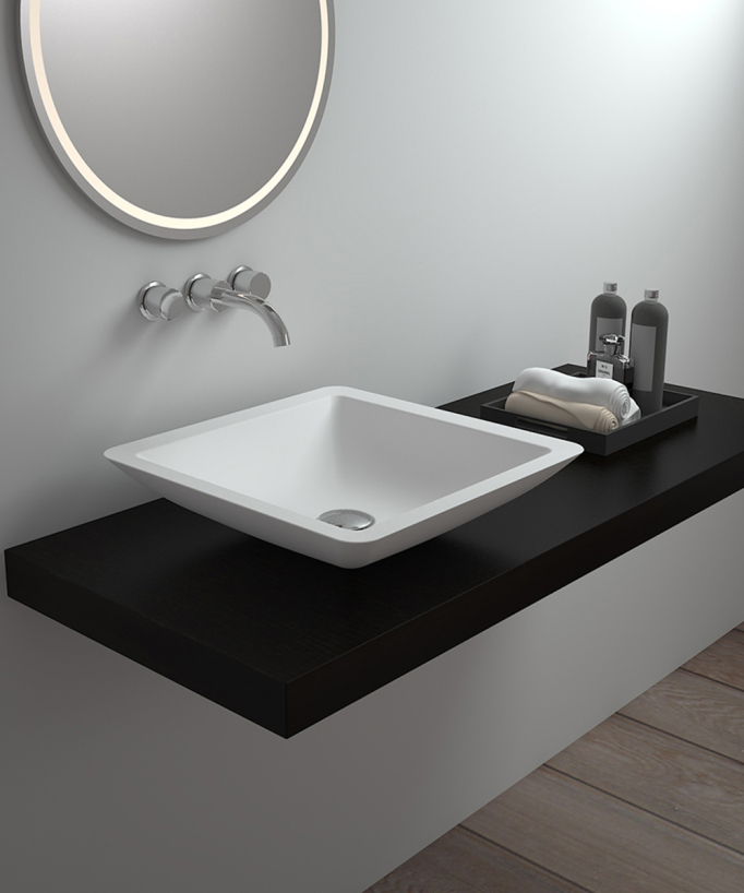 Aufsatzwaschbecken aus Solid Surface, mattweiß - Isiro