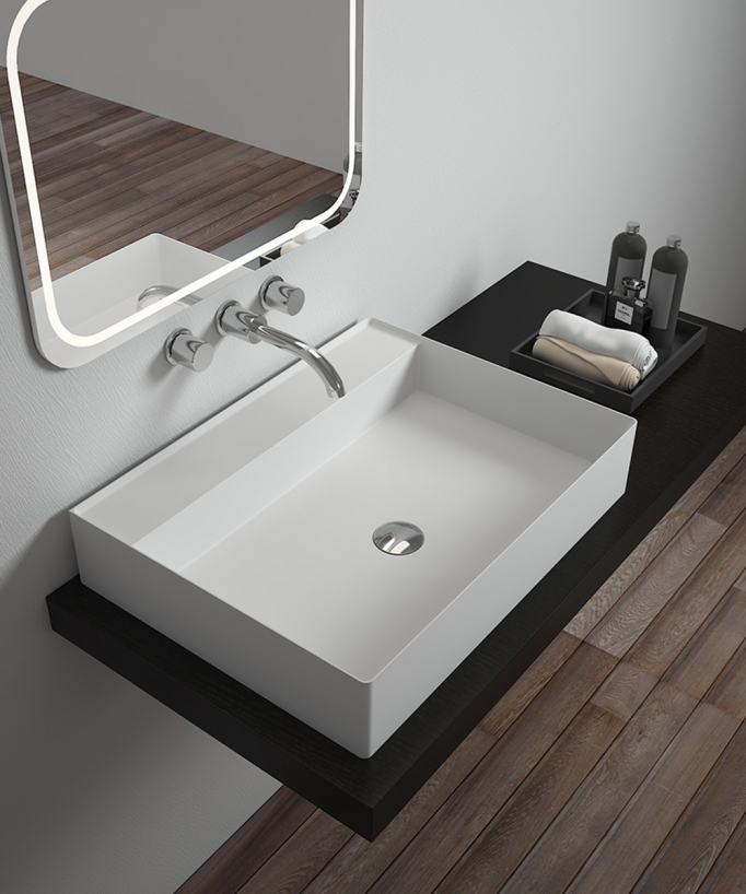Aufsatzwaschbecken rechteckig Solid Surface - Baraka