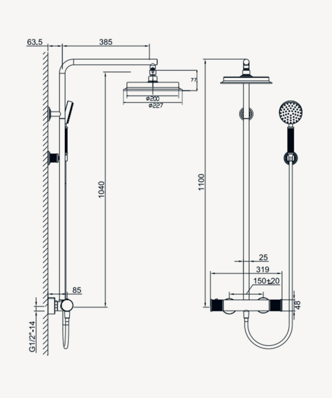 Thermostatische Duschsäule Bronze - Hera