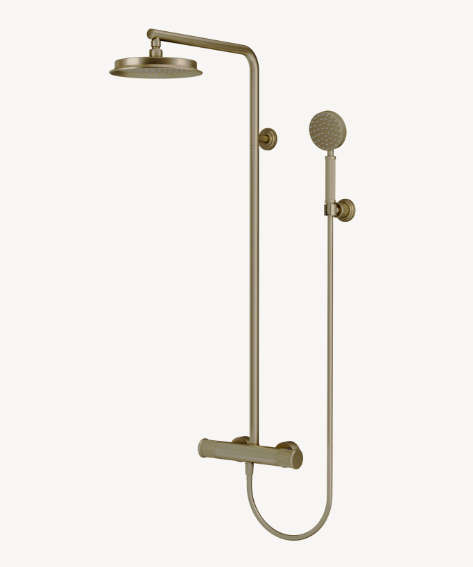 Thermostatische Duschsäule gebürstetes Gold - Hera