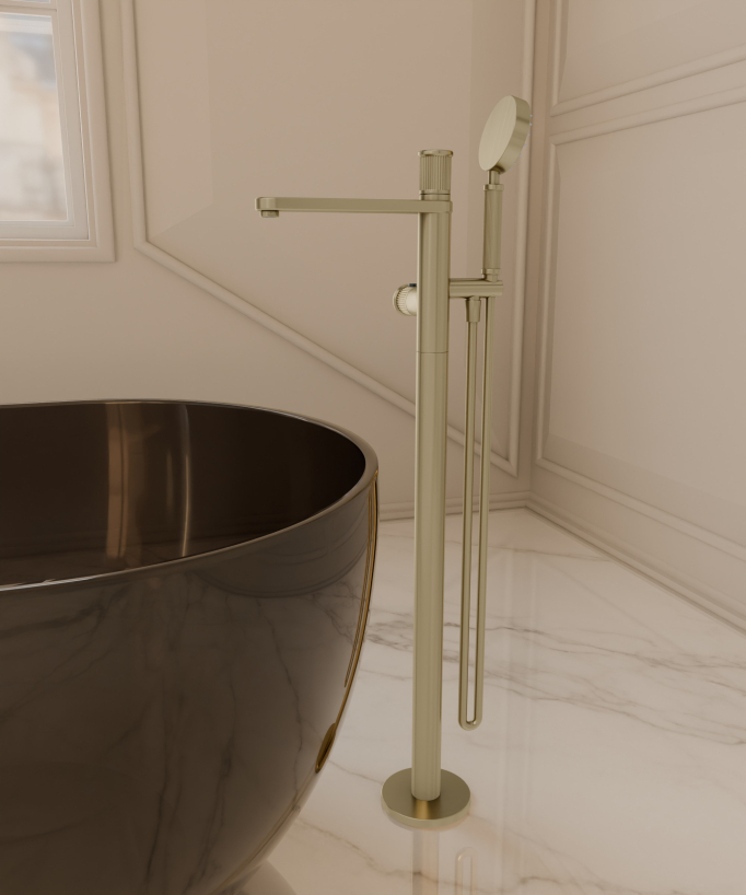 Hera Stand-Badewannenarmatur Thermostat gebürstetes Gold