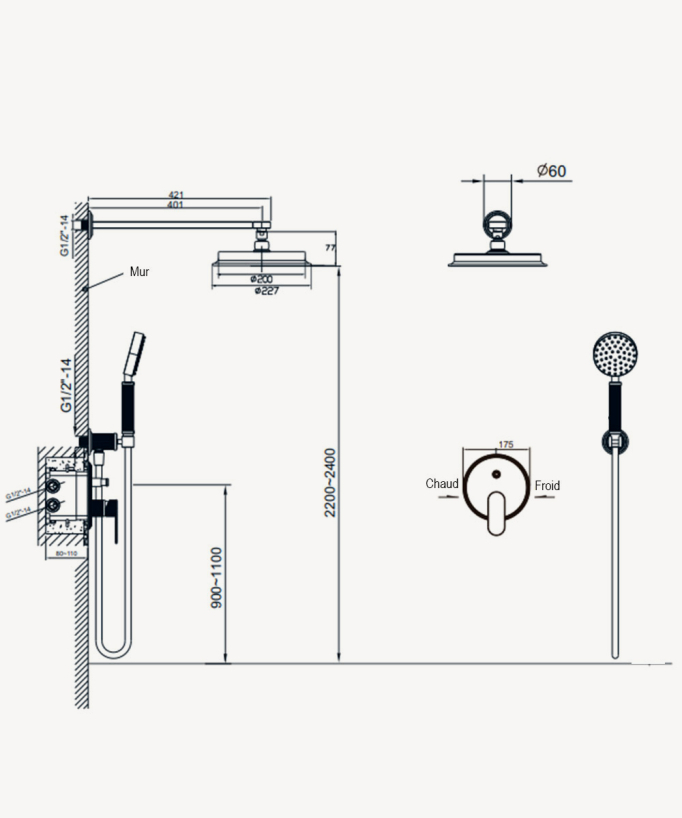 Unterputz-Duschsäule mechanisch – Hera