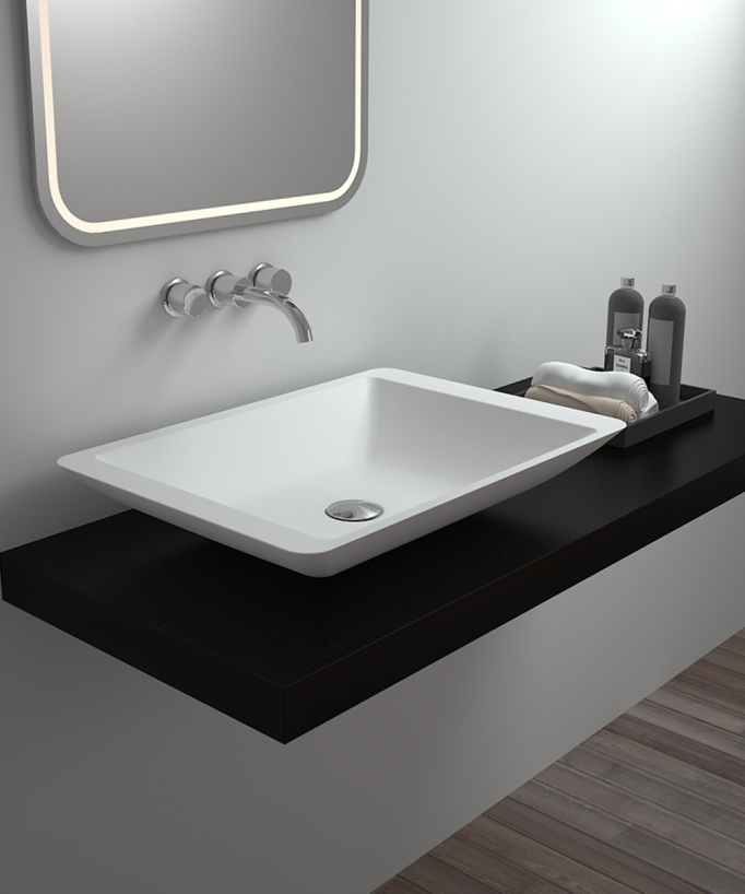 Aufsatzwaschbecken rechteckig Solid Surface Weiß Matt - Niari