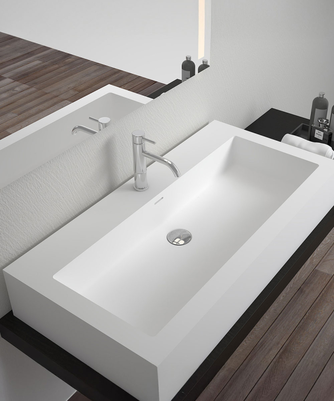 Aufsatz-Waschtisch rechteckig Solid Surface Weiß matt - Likasi