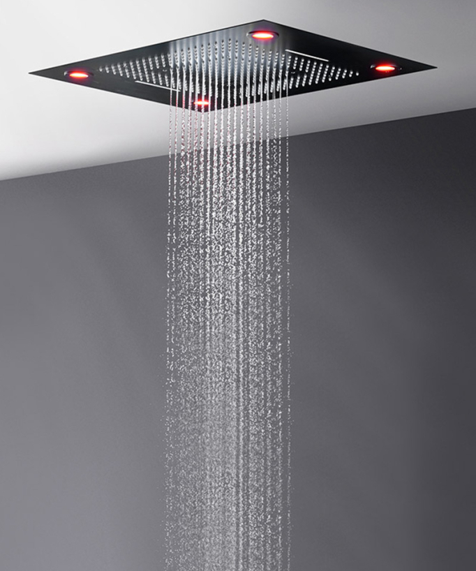 Thermostatische LED-Duschsystem-Kombination, Schwarz – 600x800 mm