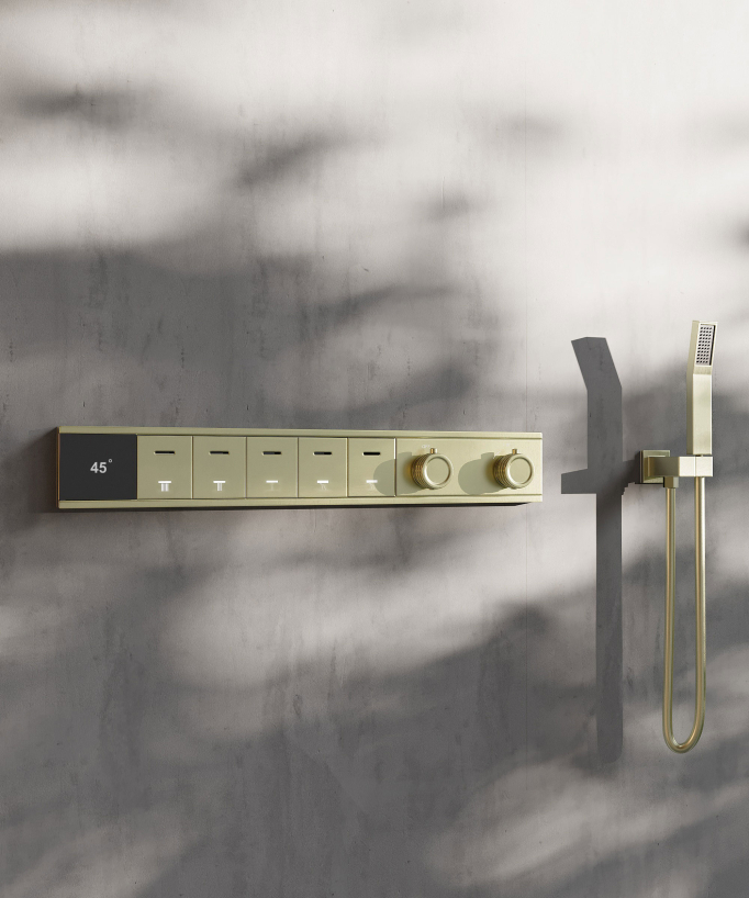 Thermostatisches Duschsystem, LED-Regenhimmel 70x70 cm, multifunktional