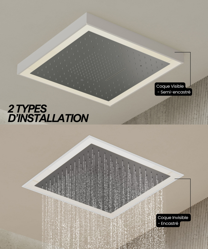 Sirius Duschsystem Unterputz mit LED-Chromotherapie – Thermostatarmatur