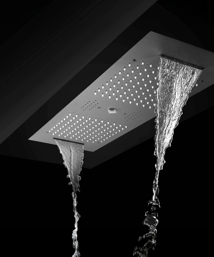 Moderne Thermostat-Duschsystem Chrom – LED Regendusche 900x300 mm, 3 Körperdüsen
