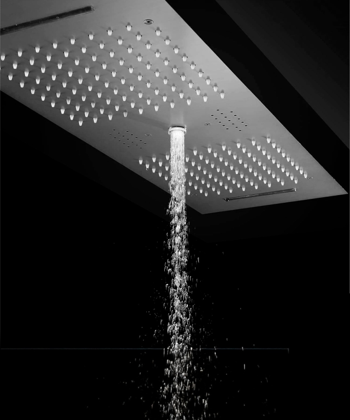 Moderne Thermostat-Duschsystem Chrom – LED Regendusche 900x300 mm, 3 Körperdüsen
