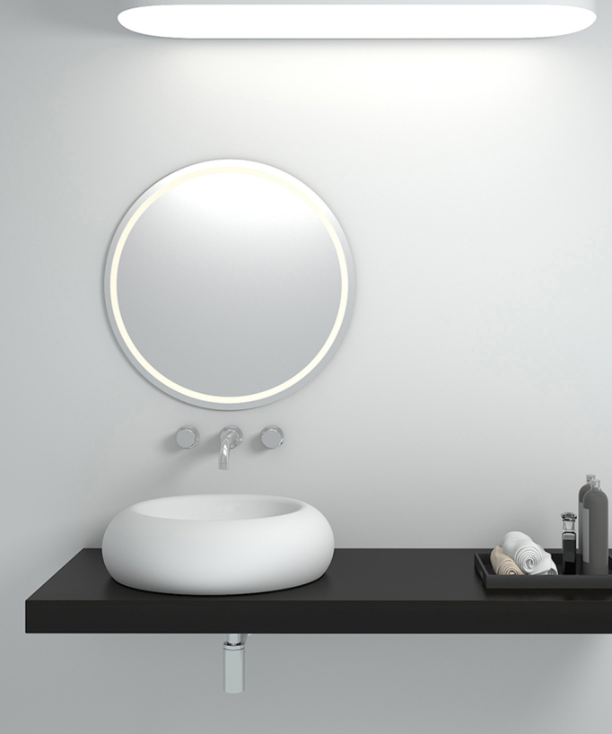 Runde Aufsatzwaschschale aus Solid Surface, mattweiß – Sibiti