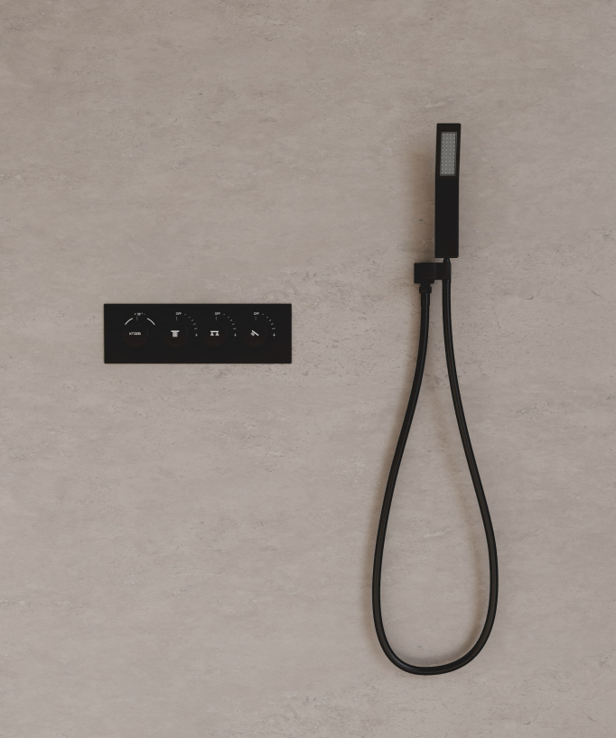 Unterputz-Thermostat-Duschsystem mit LED-Deckenbrause – Schwarz