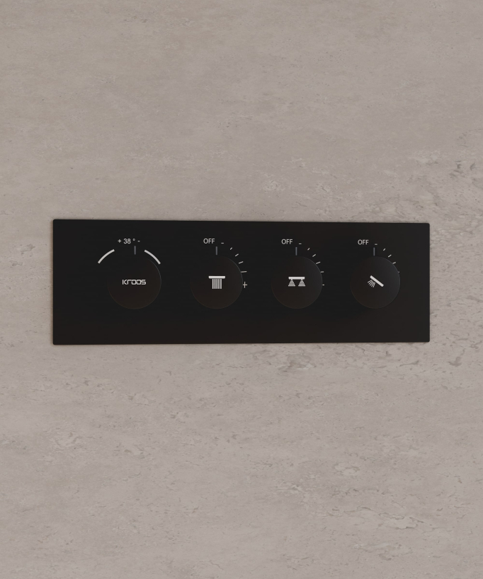 Unterputz-Thermostat-Duschsystem mit LED-Deckenbrause – Schwarz