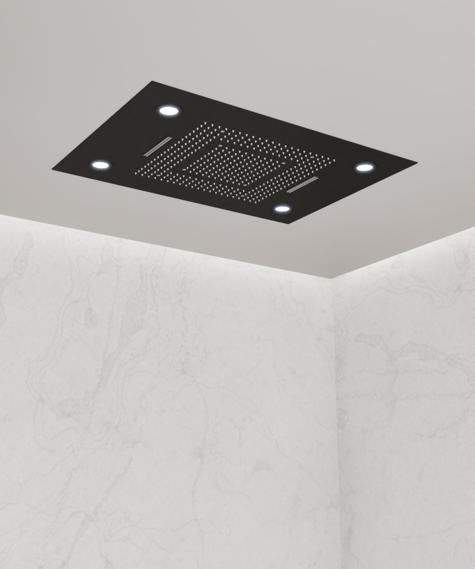 Thermostatische LED-Duschsystem-Kombination, Schwarz – 600x800 mm