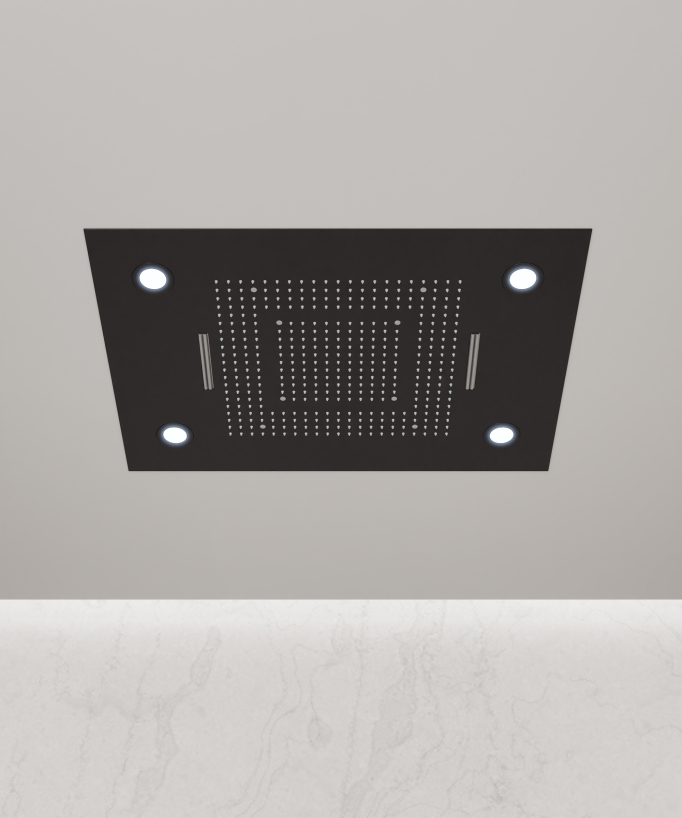 Thermostatische LED-Duschsystem-Kombination, Schwarz – 600x800 mm