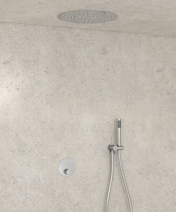 Thermostat-Duschset mit runder Unterputz-Kopfbrause