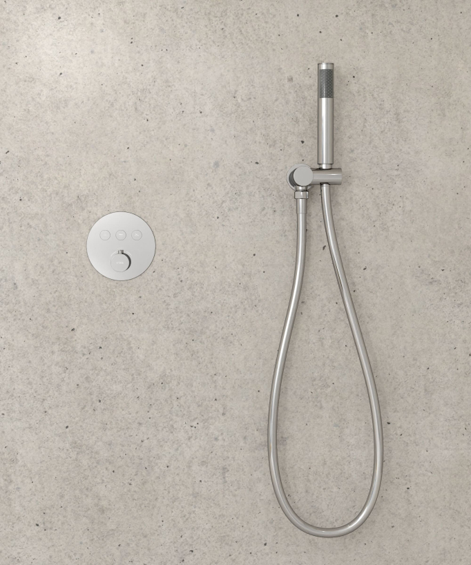 Thermostat-Duschset mit runder Unterputz-Kopfbrause