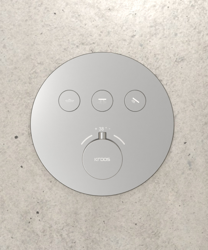 Thermostat-Duschset mit runder Unterputz-Kopfbrause