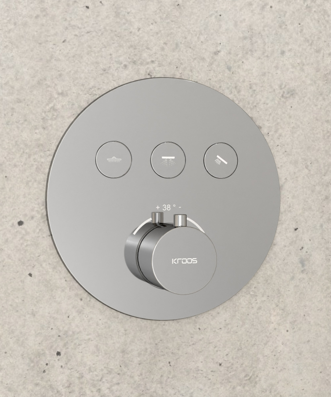 Thermostat-Duschset mit runder Unterputz-Kopfbrause