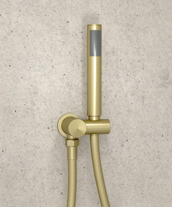 Thermostat-Duschset mit runder Unterputz-Regendusche – Gebürstetes Gold