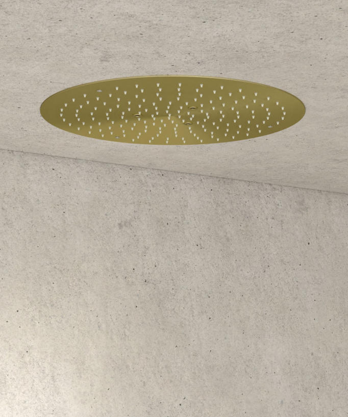 Thermostat-Duschset mit runder Unterputz-Regendusche – Gebürstetes Gold