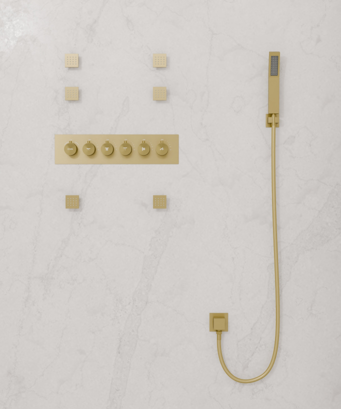 Thermostatisches LED Duschsystem mit Multifunktions-Regenhimmel – 600x800 mm