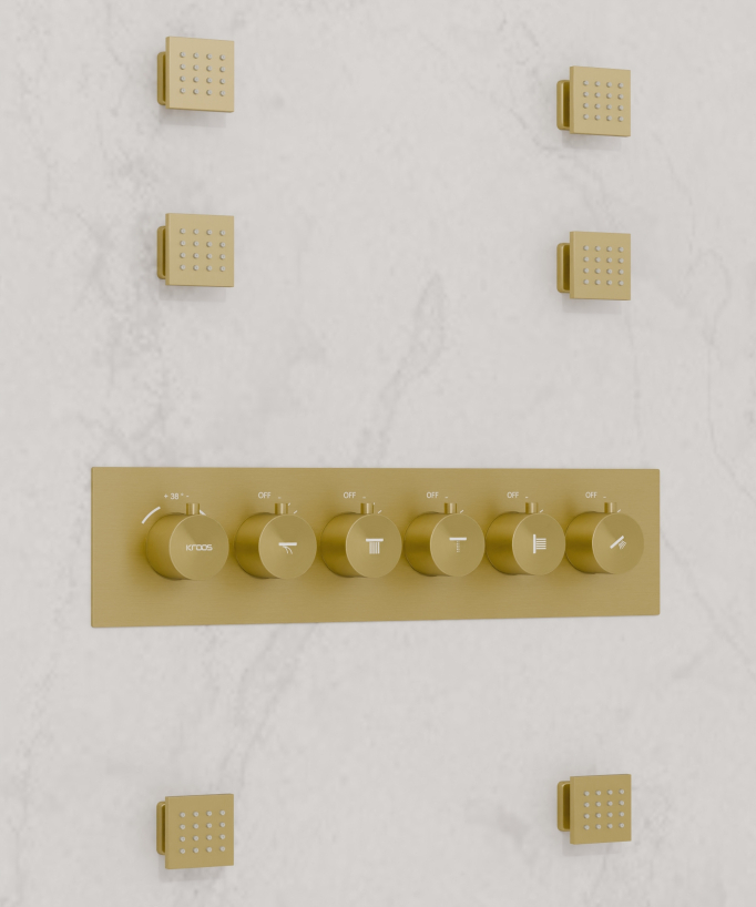 Thermostatisches LED Duschsystem mit Multifunktions-Regenhimmel – 600x800 mm